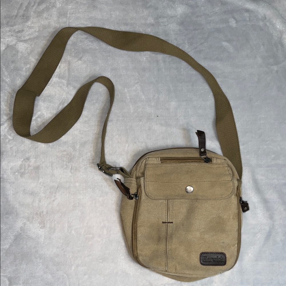 Harwish Canvas Khaki Messenger Crossbody Bag
